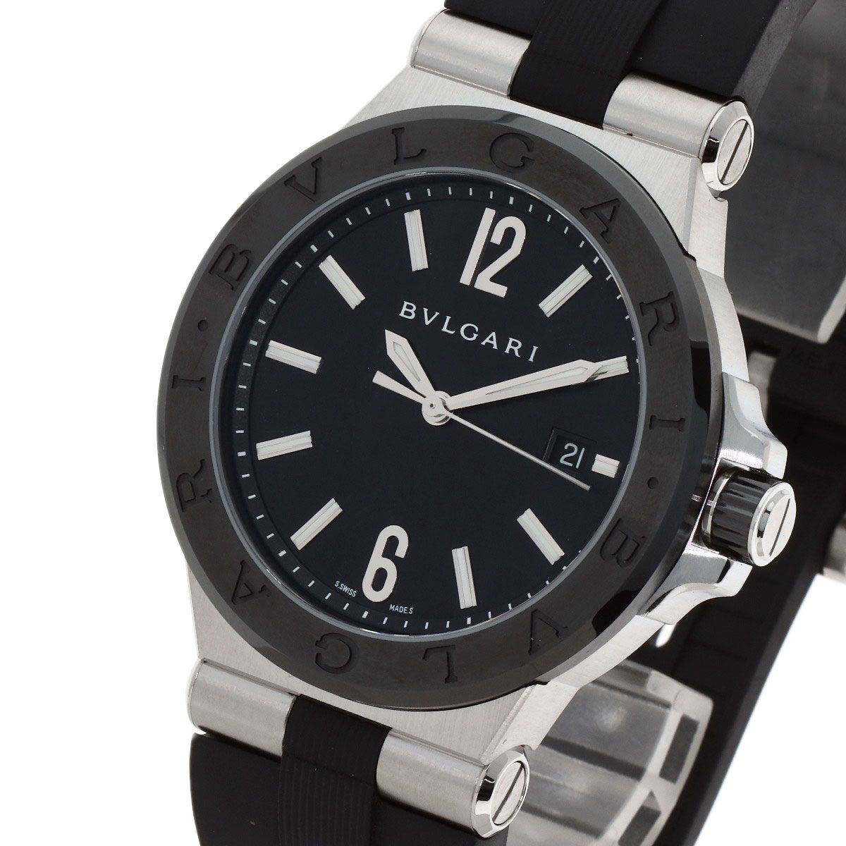 Bvlgari Diagono Date Watch SS Rubber Ceramic — view 3