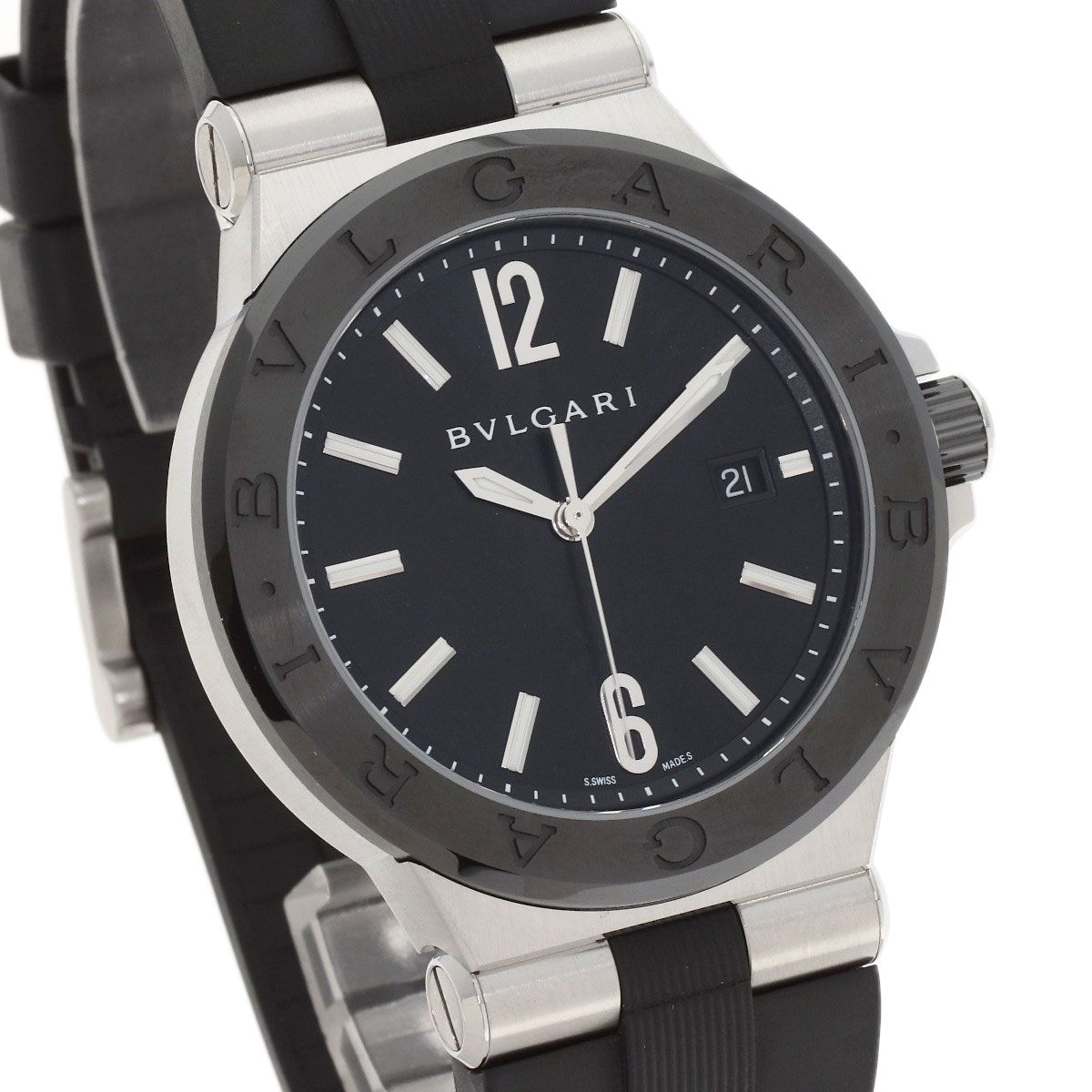 Bvlgari Diagono Date Watch SS Rubber Ceramic — view 4