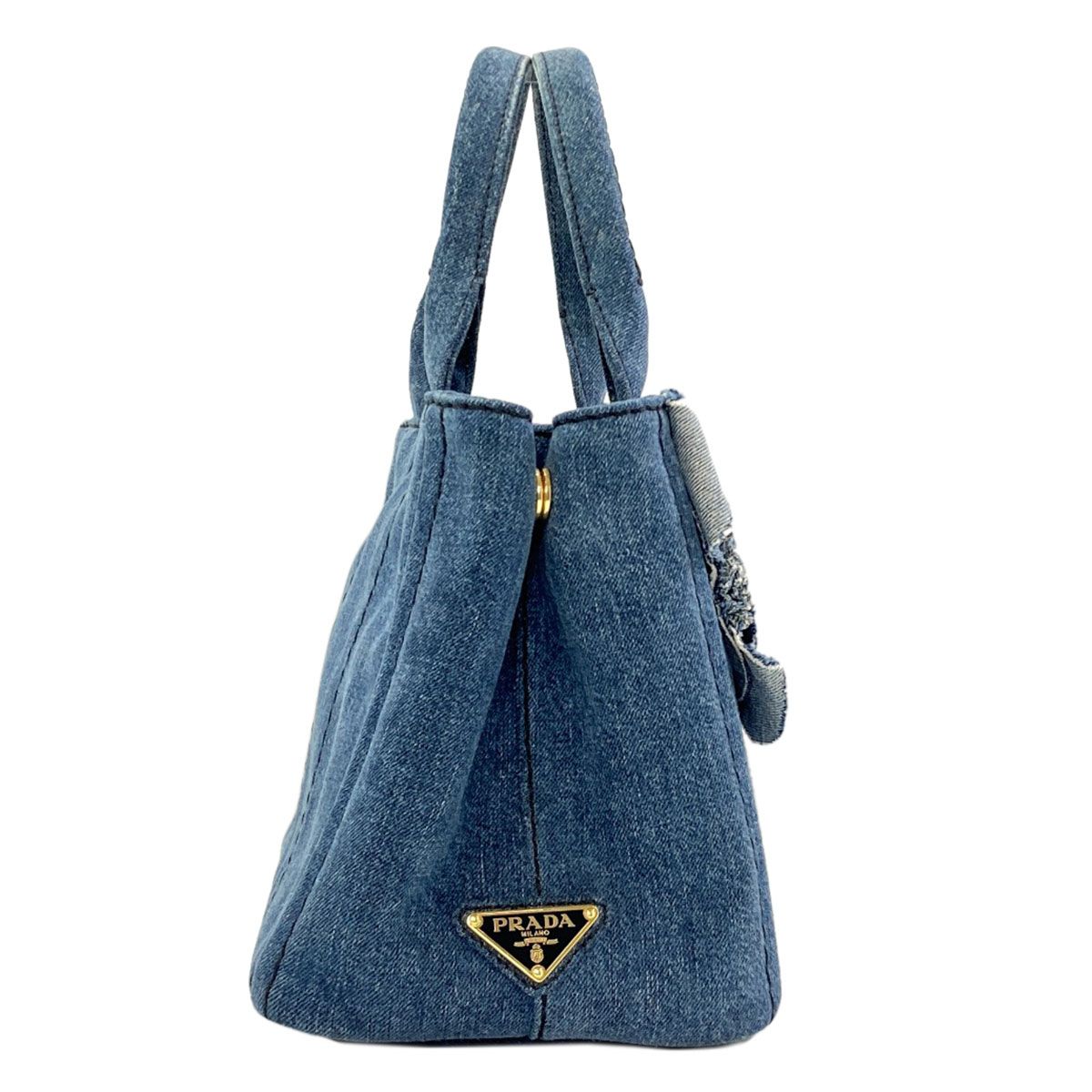 Prada Canapa Mini Flower 2-Way Handbag Denim — view 3