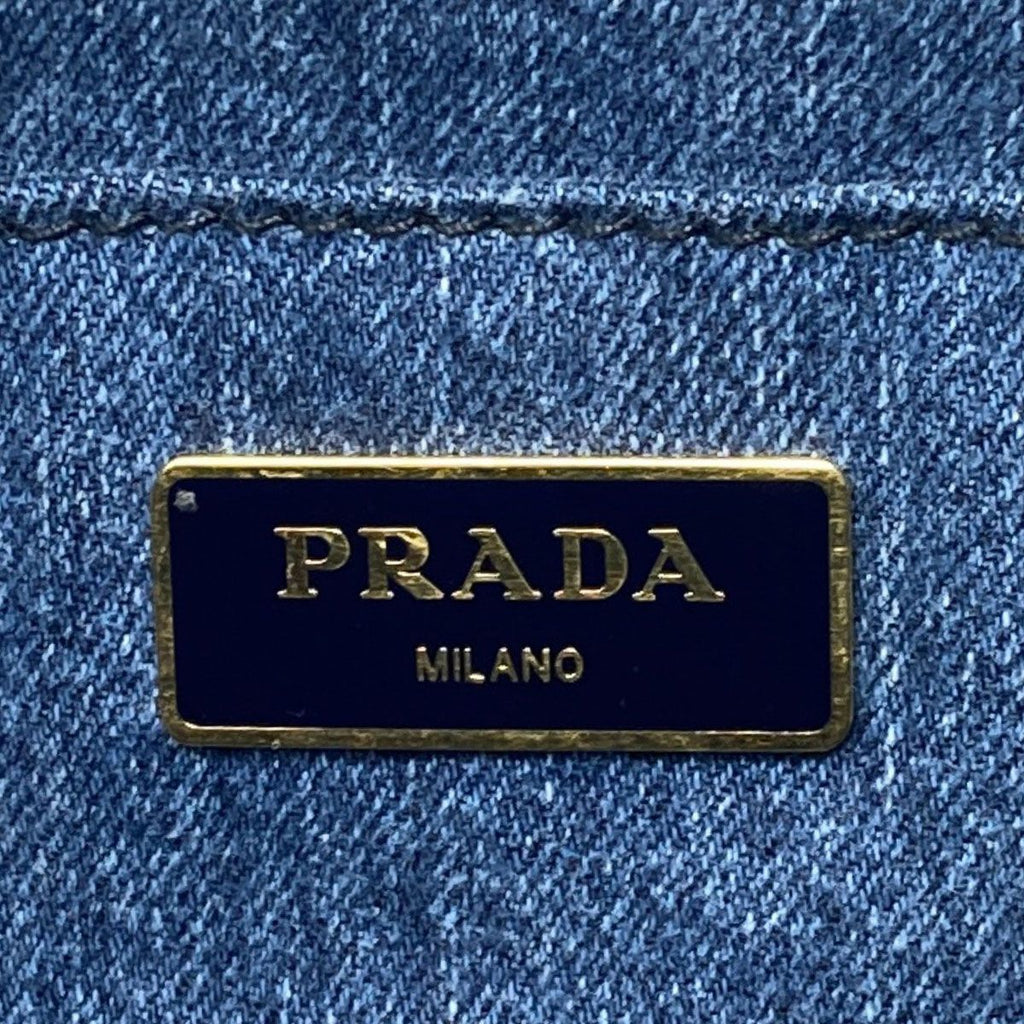 Prada Canapa Mini Flower 2-Way Handbag Denim — view 6