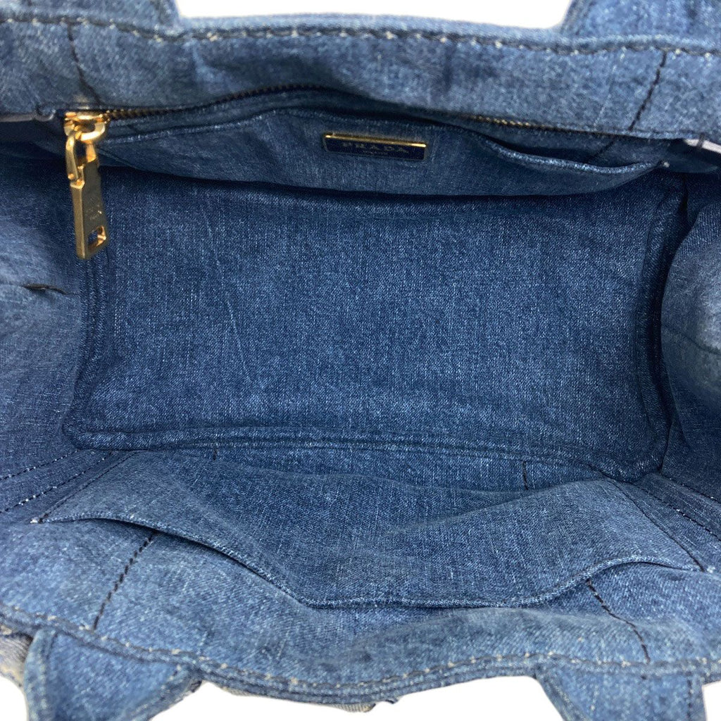 Prada Canapa Mini Flower 2-Way Handbag Denim — view 5