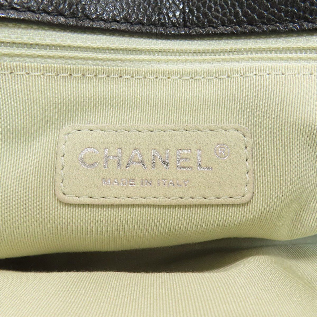 Chanel Chain Quilted Silver Tote Grained Calfskin — view 6