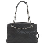 Chanel Chain Quilted Silver Tote Grained Calfskin — view 2
