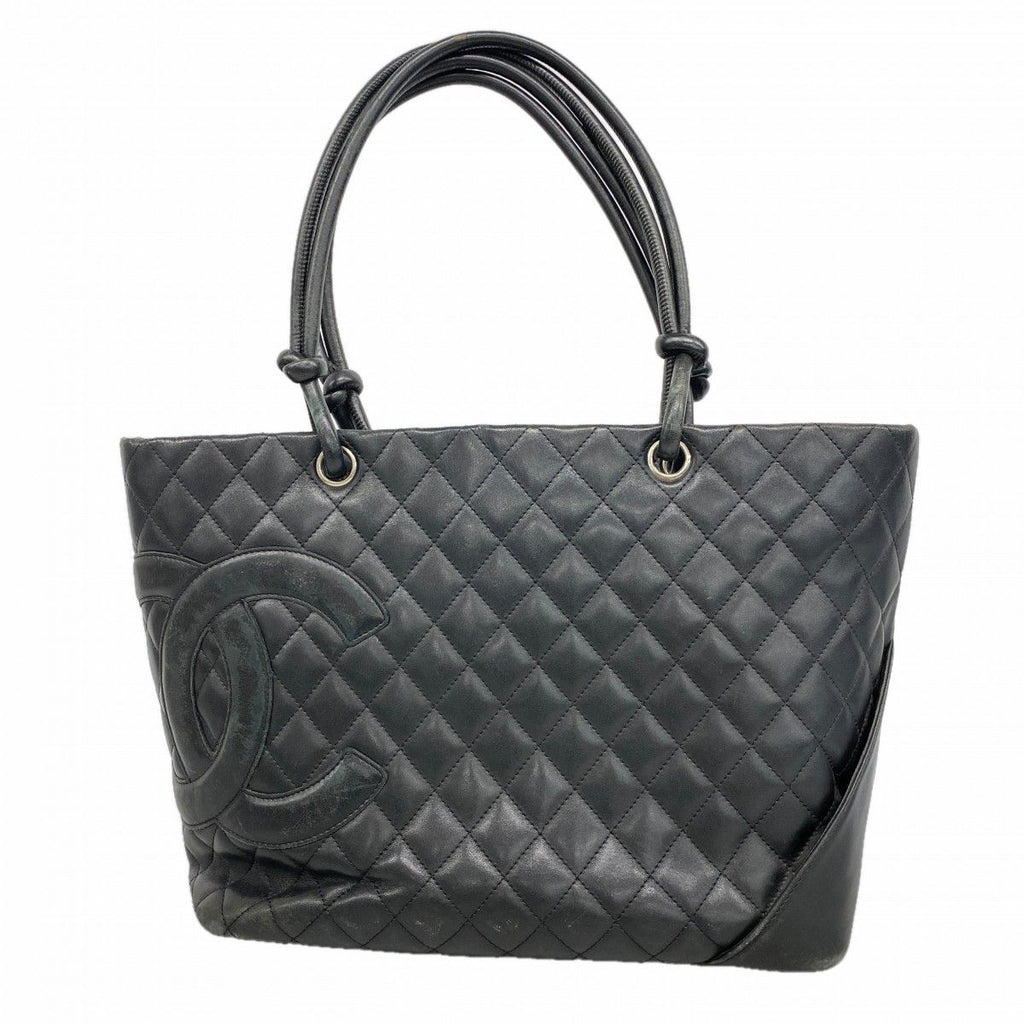 Chanel Tote Cambon Lambskin Black Silver