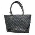 Chanel Tote Cambon Lambskin Black Silver