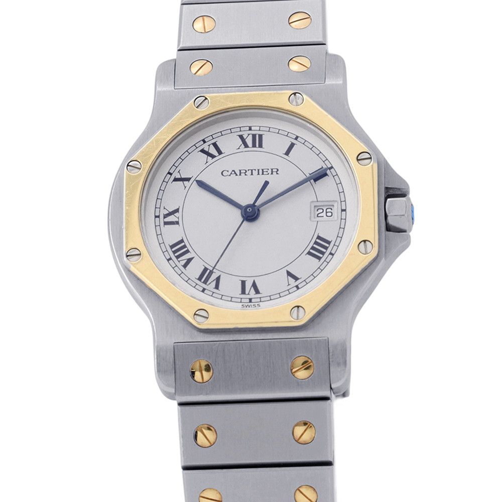 Cartier Santos Octagon LM Watch Ivory Dial Vintage