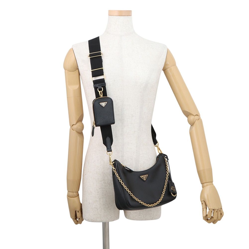 Prada Shoulder Bag Re Edition Saffiano Leather 2-Way Black — view 5