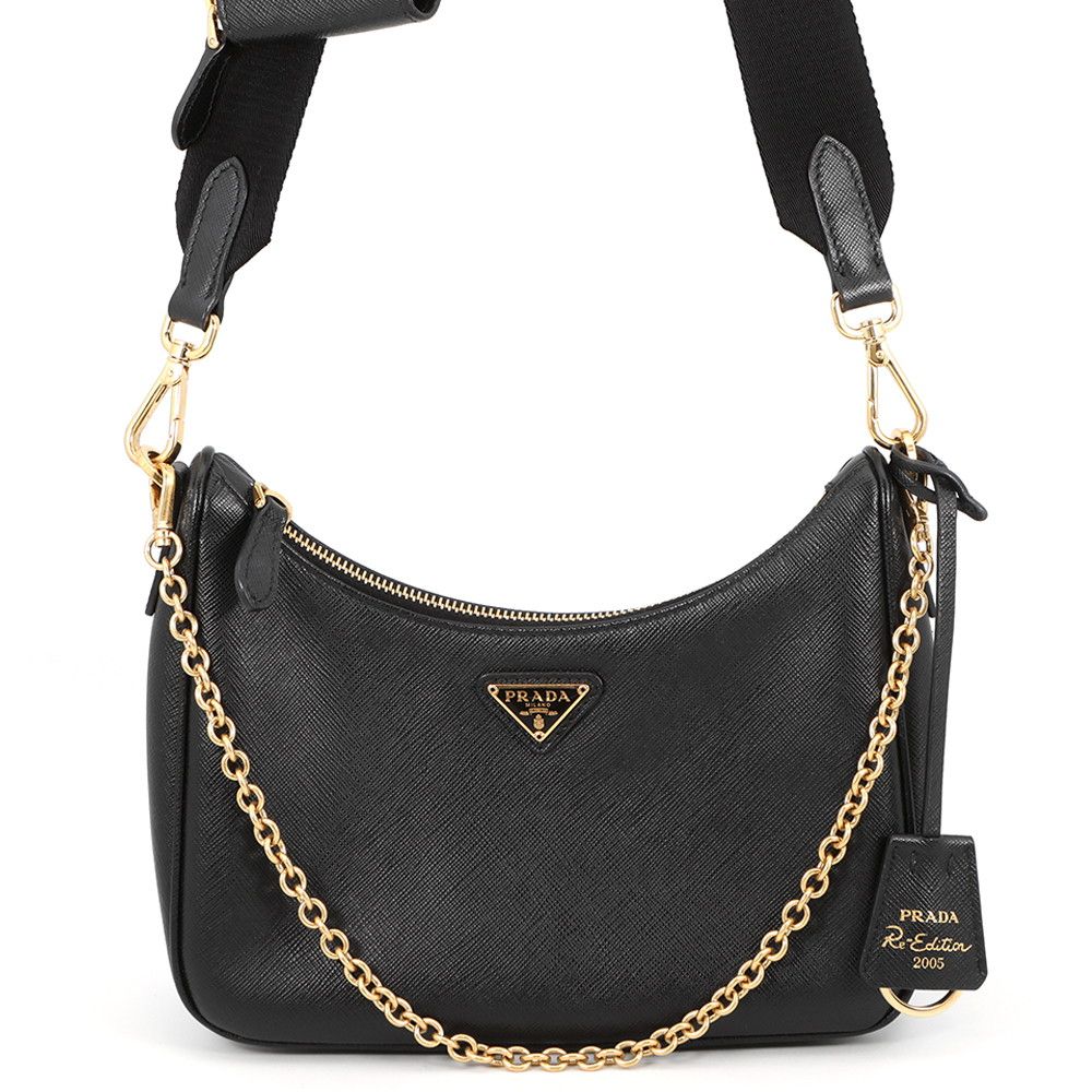 Prada Shoulder Bag Re Edition Saffiano Leather 2-Way Black