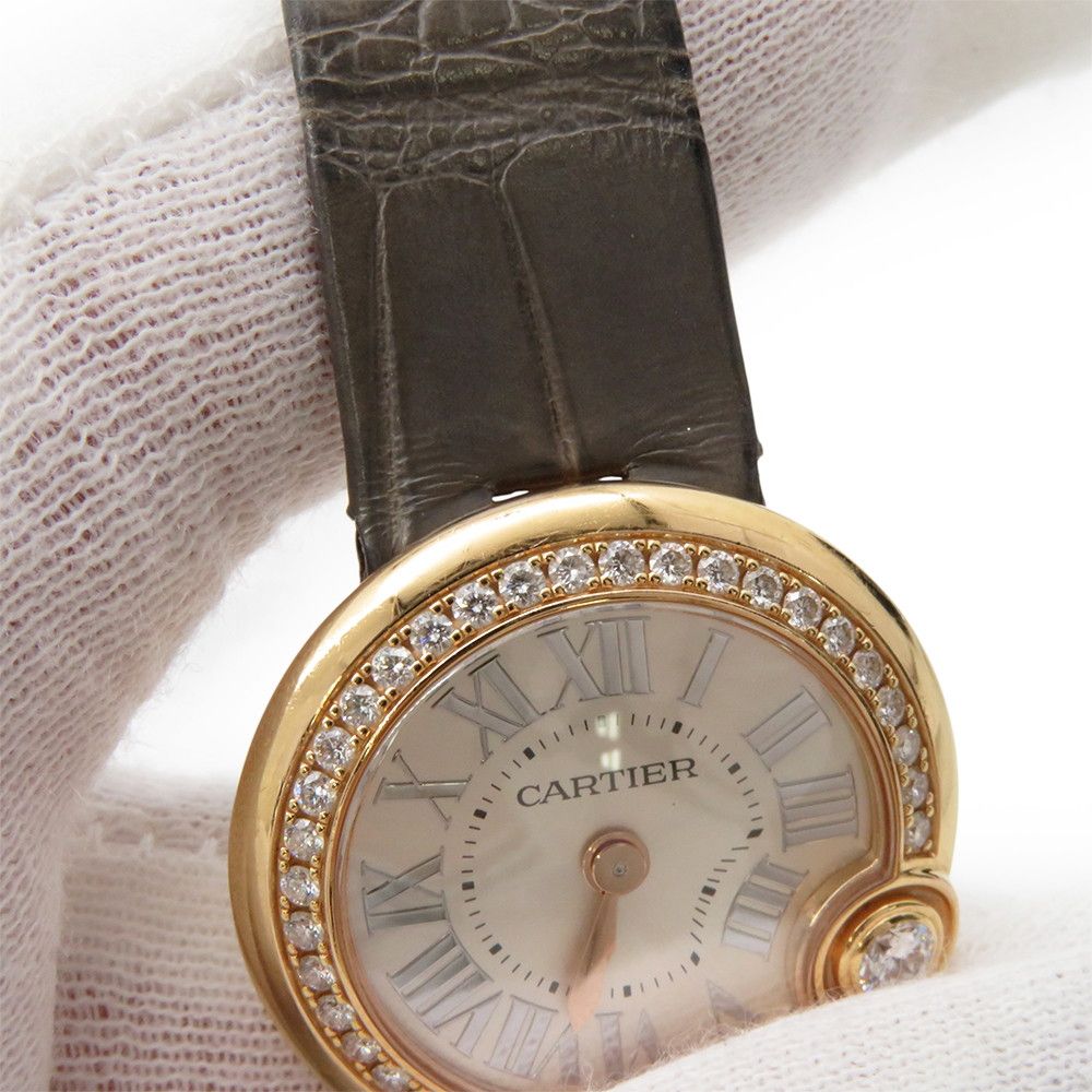 Cartier Ballon Blanc de Diamond Bezel 18k Pink Gold Watch Silver Dial — view 4