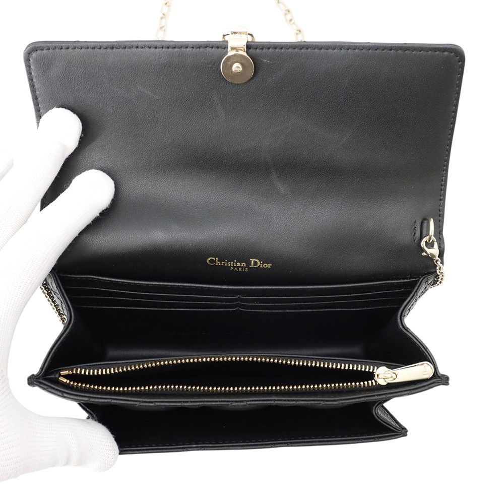 Dior Chain Shoulder Bag Cannage My Daily Pouch Lambskin Black — view 6