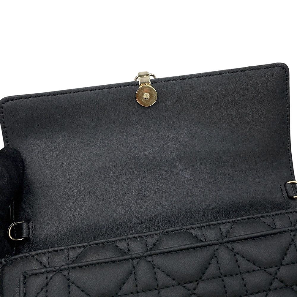 Dior Chain Shoulder Bag Cannage My Daily Pouch Lambskin Black — view 8
