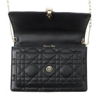 Dior Chain Shoulder Bag Cannage My Daily Pouch Lambskin Black — view 5