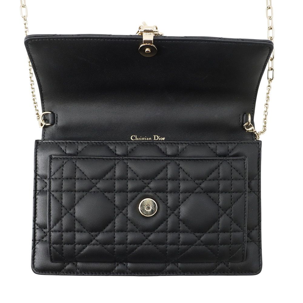 Dior Chain Shoulder Bag Cannage My Daily Pouch Lambskin Black — view 5