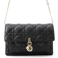 Dior Chain Shoulder Bag Cannage My Daily Pouch Lambskin Black