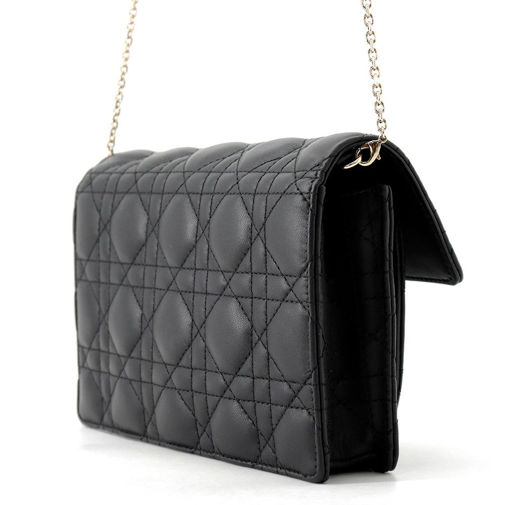 Dior Chain Shoulder Bag Cannage My Daily Pouch Lambskin Black — view 2