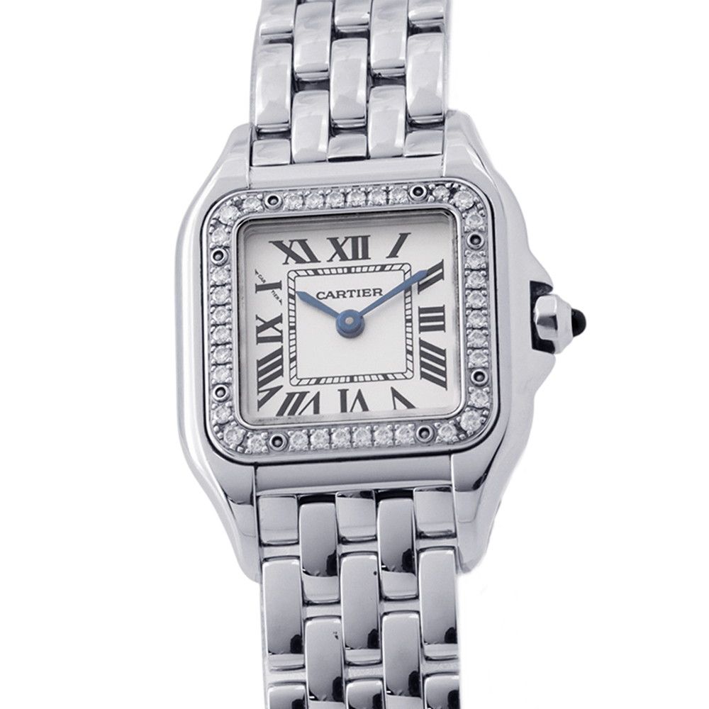 Cartier Panthere de Cartier SM Diamond Bezel Quartz Watch White Dial