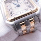 Cartier Panthere MM 2 Row SS 18k Yellow Gold Watch Quartz Ivory Dial — view 6