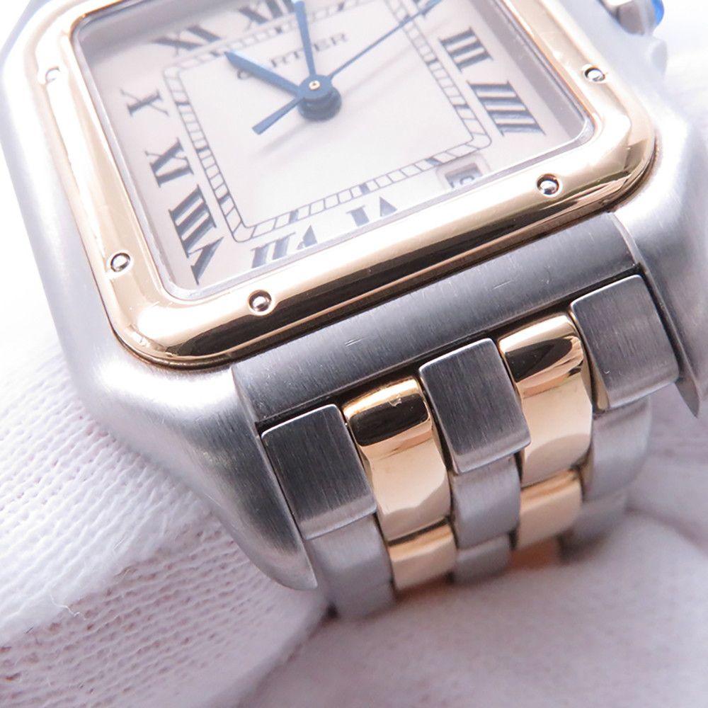 Cartier Panthere MM 2 Row SS 18k Yellow Gold Watch Quartz Ivory Dial — view 6