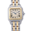 Cartier Panthere MM 2 Row SS 18k Yellow Gold Watch Quartz Ivory Dial
