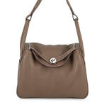 Hermes Handbag Lindy 30 Etoupe Silver Taurillon Clemence 2-Way