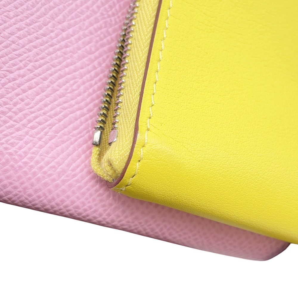 Hermes Wallet Nouveau to Go Zip Mauve Sylvestre Lime Cuibre Mandarin Silver — view 6