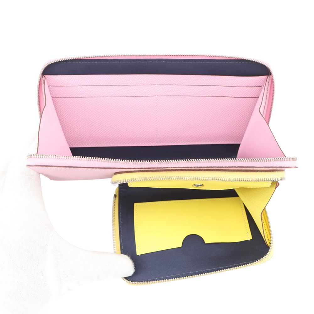 Hermes Wallet Nouveau to Go Zip Mauve Sylvestre Lime Cuibre Mandarin Silver — view 4