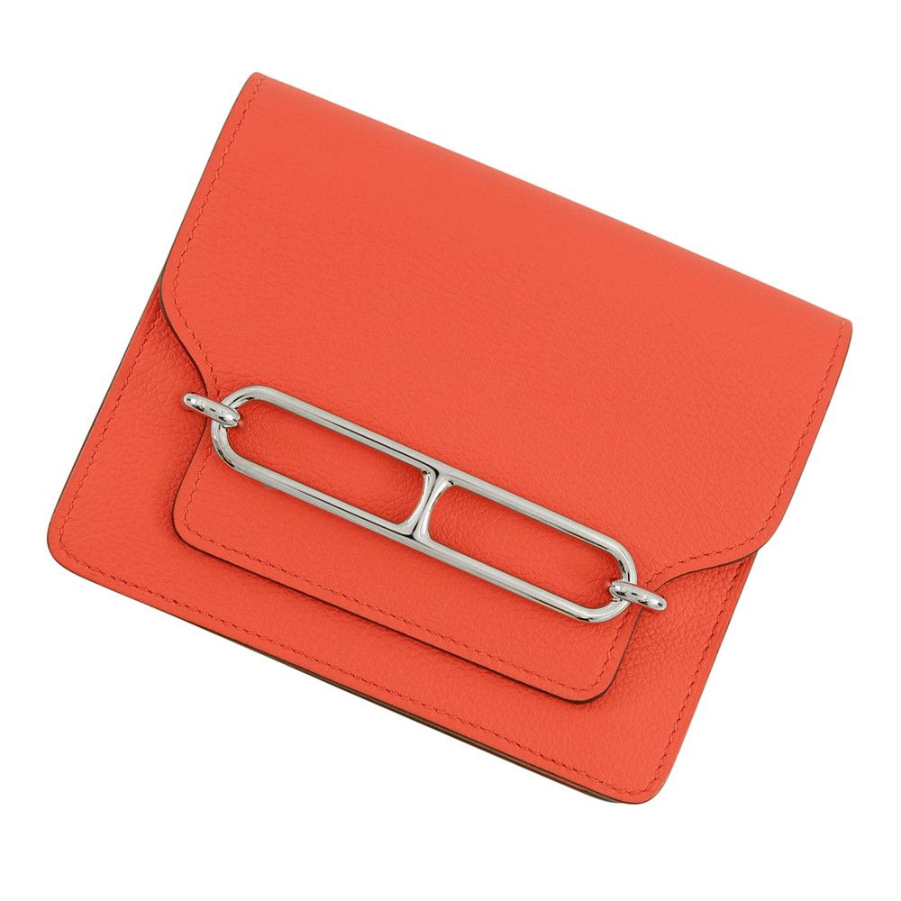 Hermes Wallet Roulis Slim Verso Rose Texas Sienne Silver