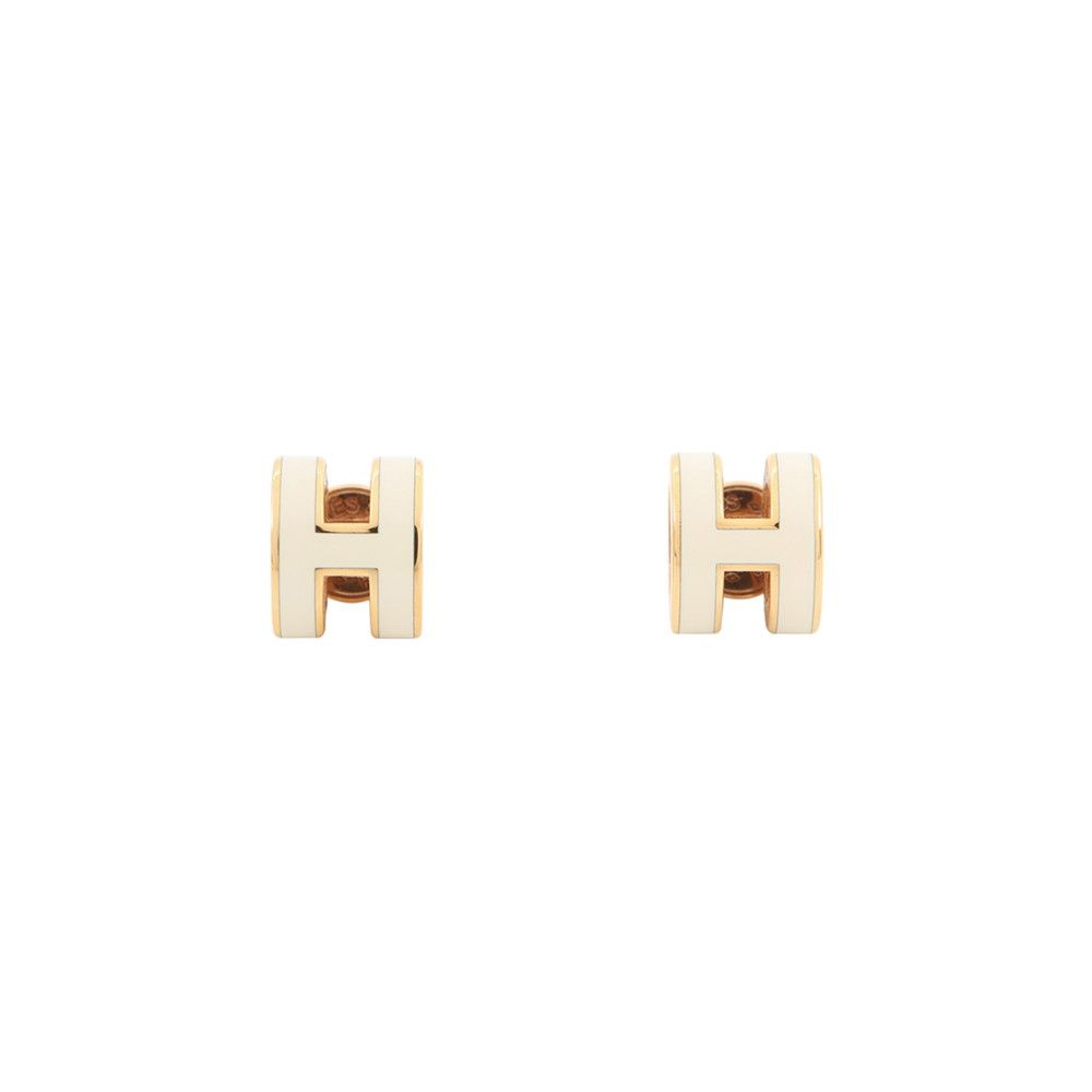 Hermes Earrings Mini Pop White Gold Motif