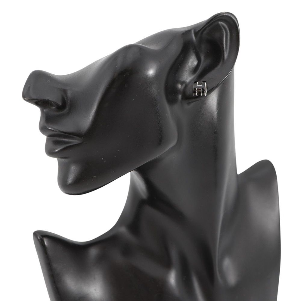Hermes Earrings Mini Pop Black Silver Motif — view 4