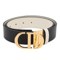 Dior Belt 30 Montigne Reversible Calf Leather Black White