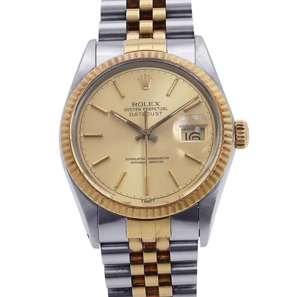 Rolex Datejust No 9 SS 18k Yellow Gold Watch Champagne Dial
