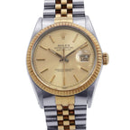 Rolex Datejust No 9 SS 18k Yellow Gold Watch Champagne Dial
