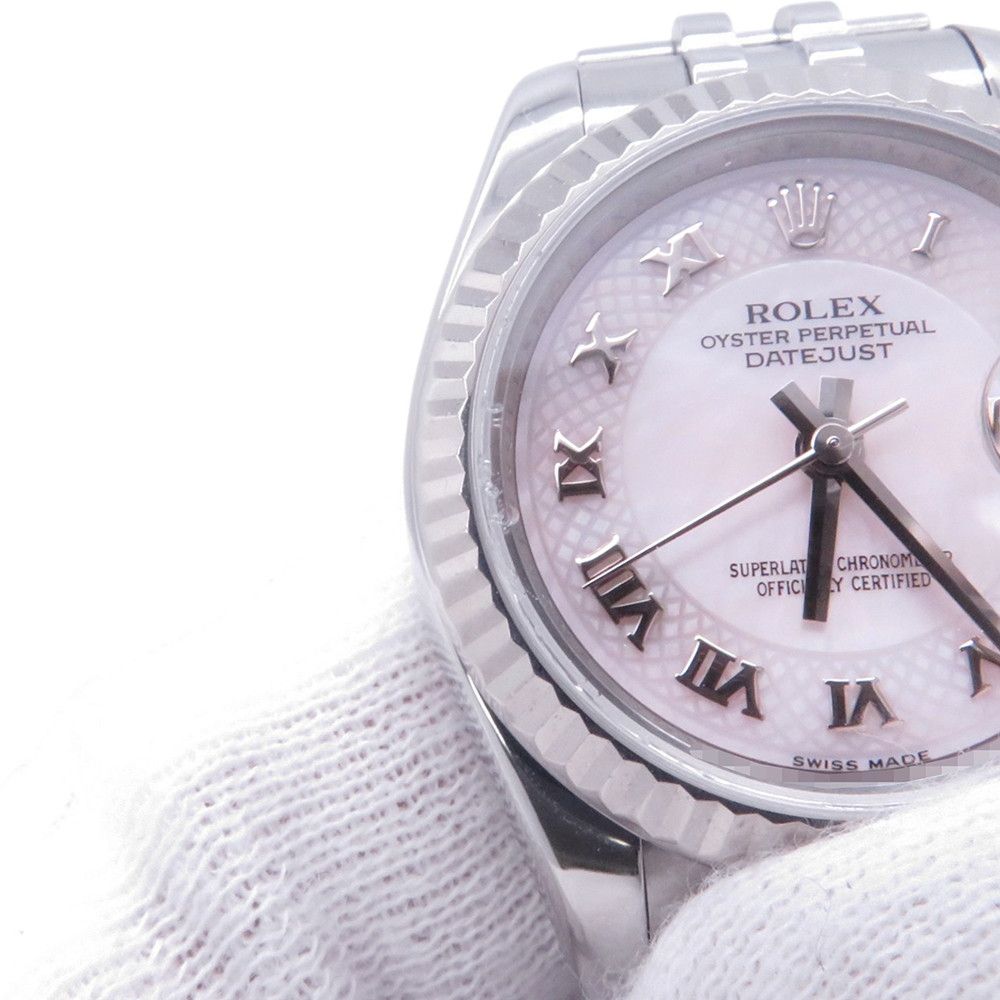 Rolex Datejust Number SS 18k White Gold Watch Pink Shell Dial Decoration — view 4
