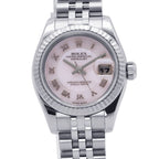 Rolex Datejust Number SS 18k White Gold Watch Pink Shell Dial Decoration