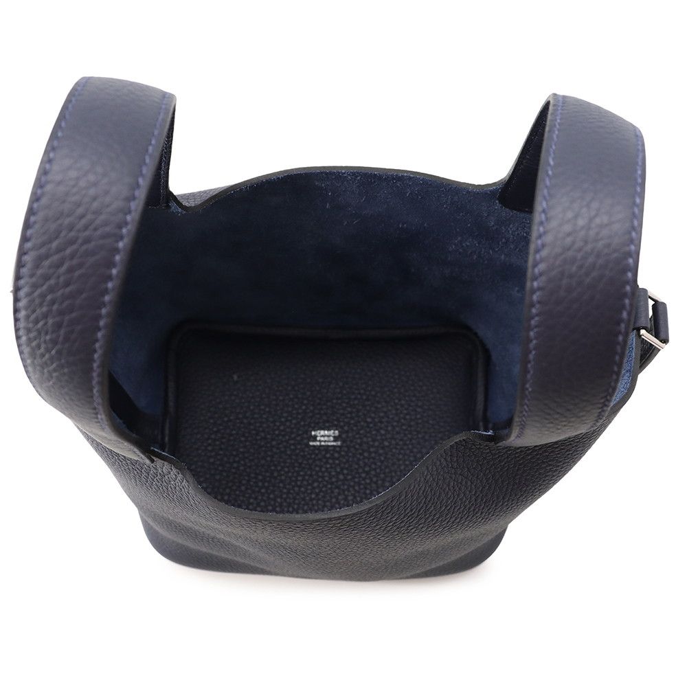 Hermes Handbag Picotin Lock PM Blue Nuit Silver Taurillon Clemence Tote — view 5