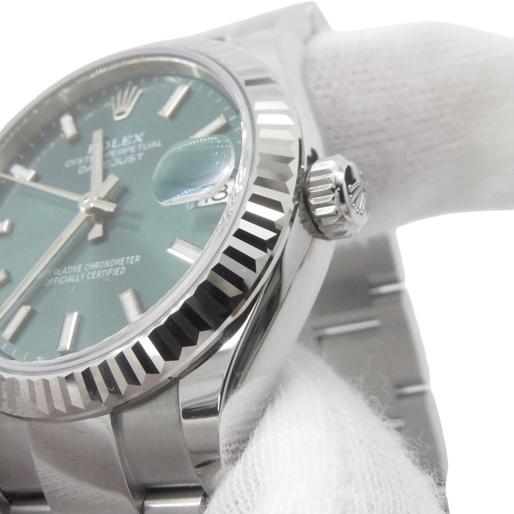 Rolex Datejust 31 SS 18k White Gold Roulette Watch Mint Green Dial — view 4
