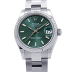 Rolex Datejust 31 SS 18k White Gold Roulette Watch Mint Green Dial