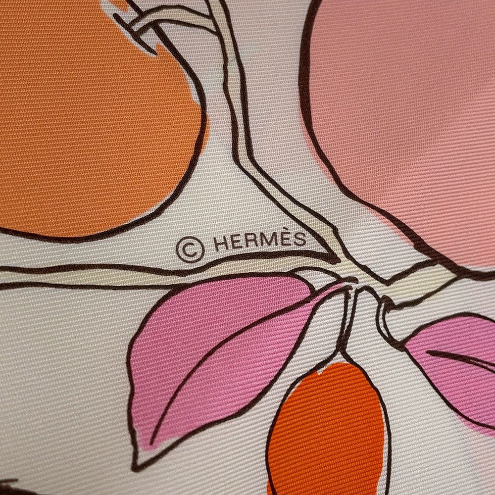 Hermes Scarf Carre 90 le Pommier Sellier Silk White — view 7
