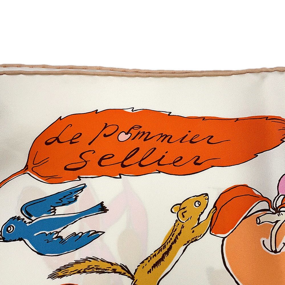 Hermes Scarf Carre 90 le Pommier Sellier Silk White — view 6