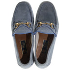 Gucci Gold Horsebit Loafers Blue — view 4
