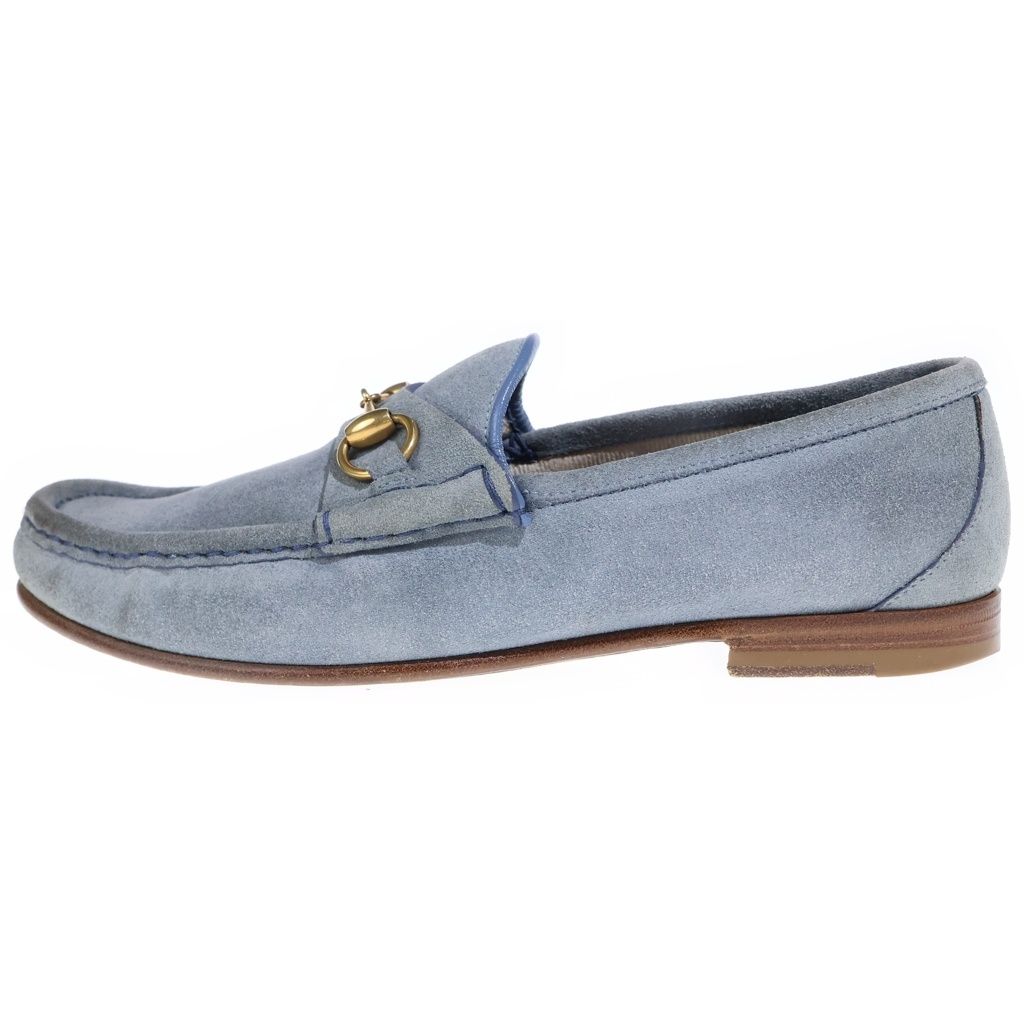 Gucci Gold Horsebit Loafers Blue