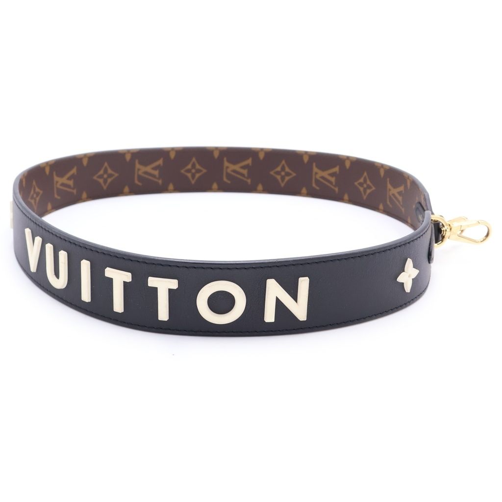 Louis Vuitton Monogram Shoulder Strap Black Brown Leather — view 3