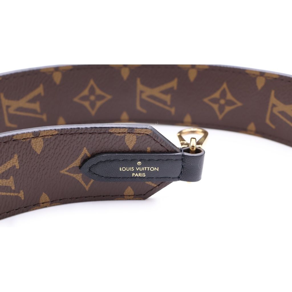 Louis Vuitton Monogram Shoulder Strap Black Brown Leather — view 5