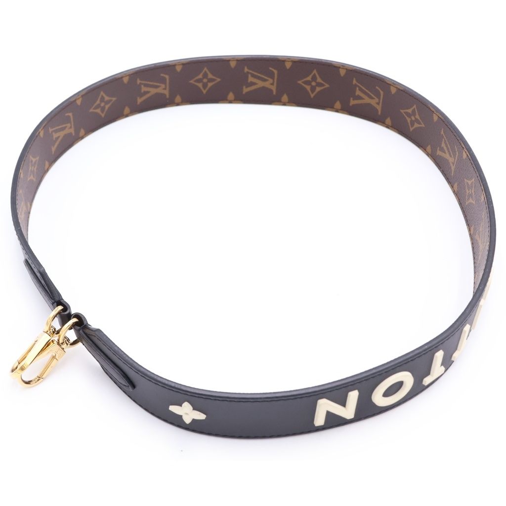 Louis Vuitton Monogram Shoulder Strap Black Brown Leather — view 2