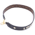 Louis Vuitton Monogram Shoulder Strap Black Brown Leather