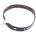 Louis Vuitton Monogram Shoulder Strap Black Brown Leather