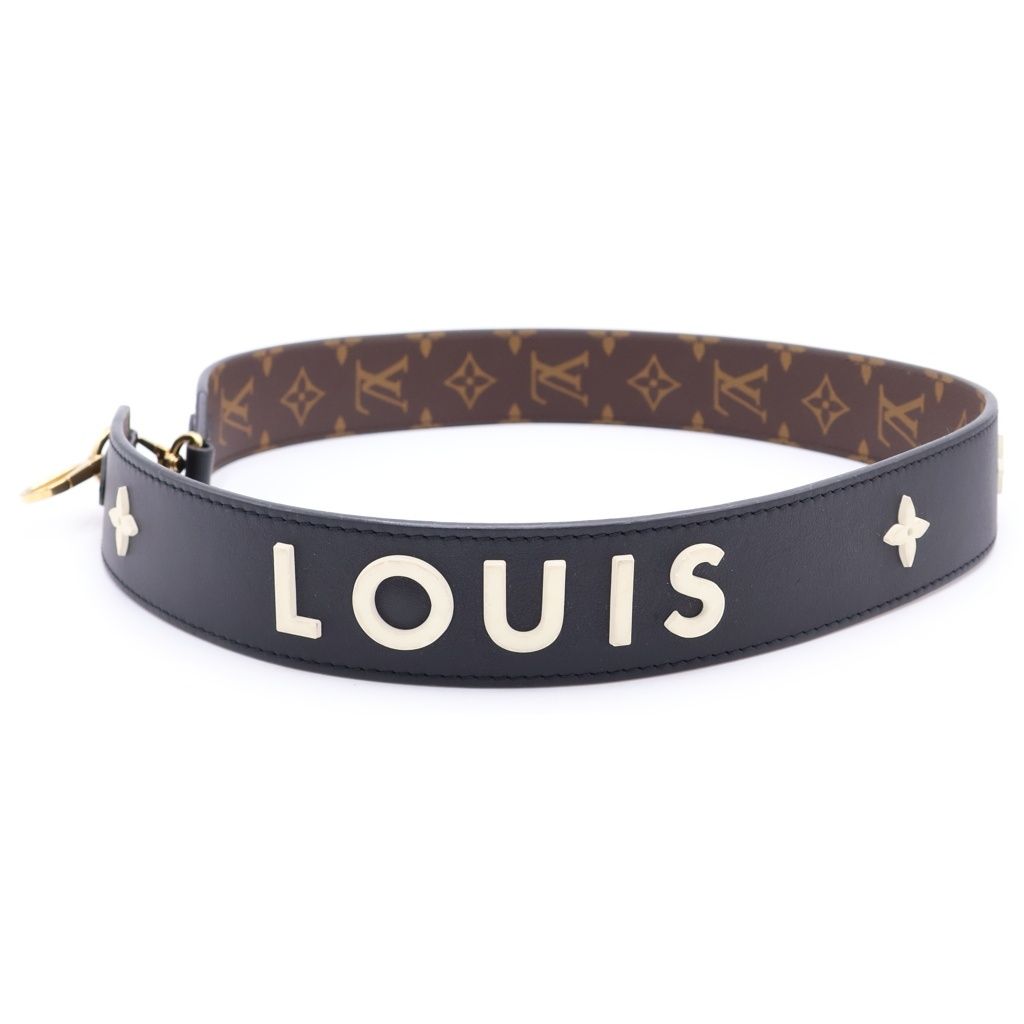 Louis Vuitton Monogram Shoulder Strap Black Brown Leather — view 4
