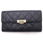 Chanel Quilted Wallet Black Caviar Leather Gold