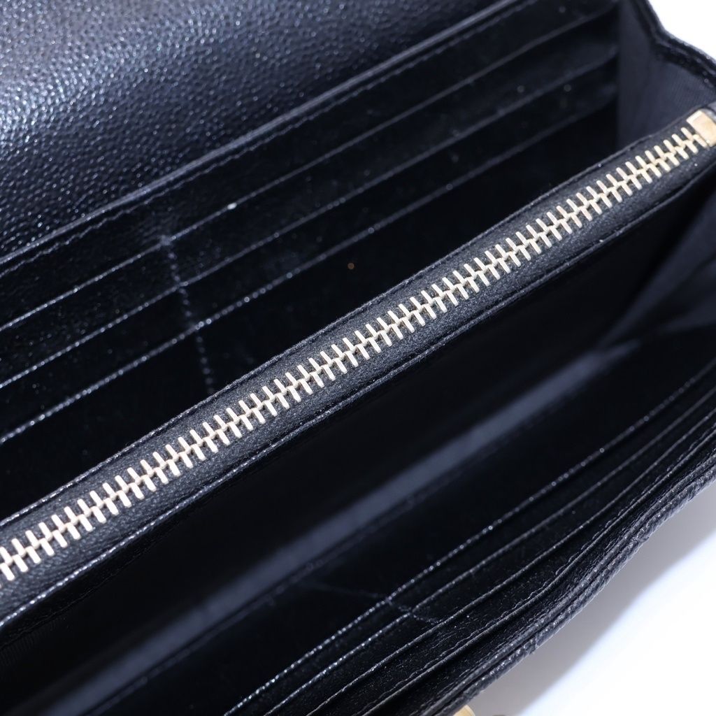 Chanel Quilted Wallet Black Caviar Leather Gold — view 4