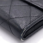 Chanel Quilted Wallet Black Caviar Leather Gold — view 5